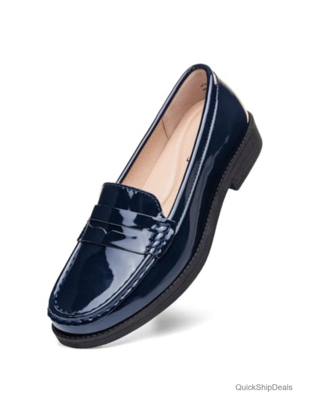 Women's Patent Leather Penny Loafers Slip On Comfort Dress Shoes